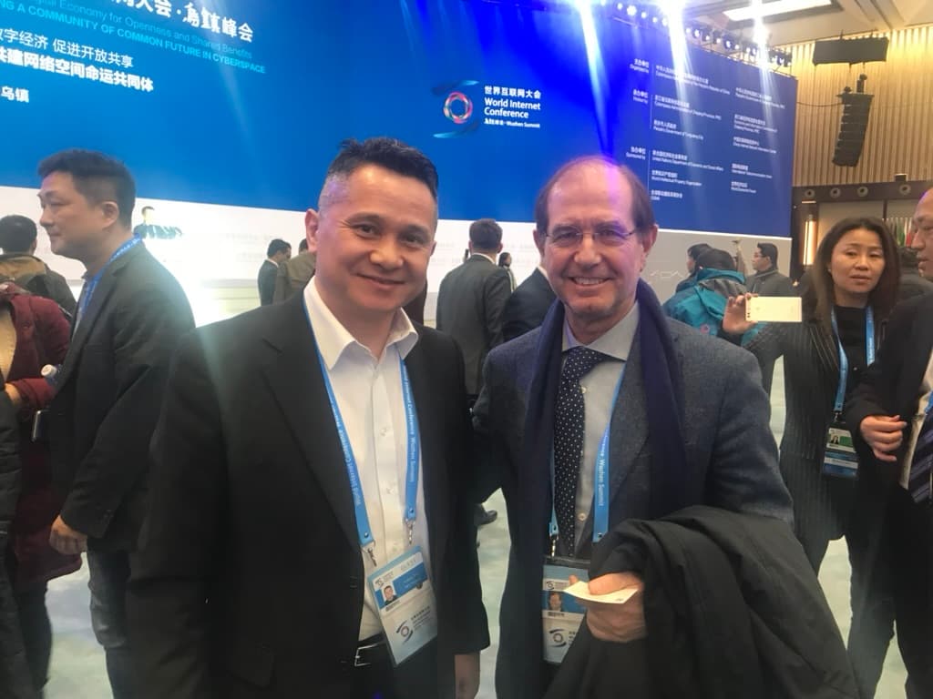 Conversation on the floor of the World Internet Conference in Wuzhen