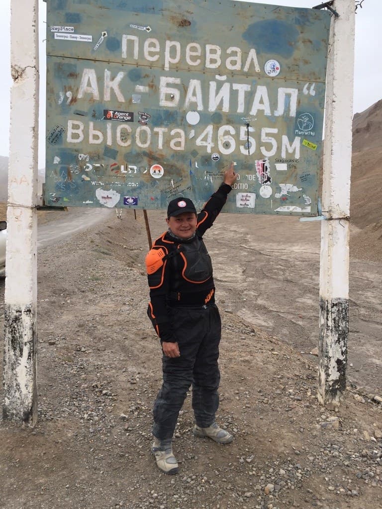 Ak-Baital pass sign at 4655 metres